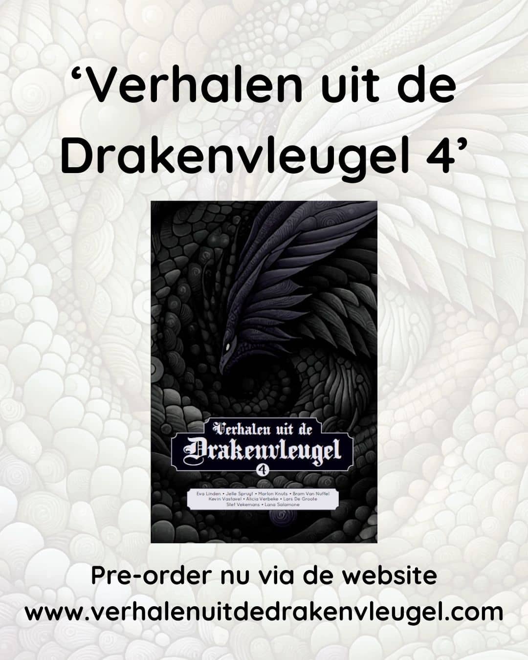 Promo da capa para Verhalen uit de Drakenvleugel 4, uma antologia de fantasia holandesa inspirada em Dungeons & Dragons.